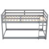 Twin-Over-Twin Floor Bunk Bed with Handy Ladder, Chic Gray Finish