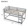 Twin-Over-Twin Floor Bunk Bed with Handy Ladder, Chic Gray Finish